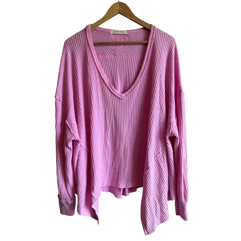 Free People We the Free Coraline Thermal Long Sleeve Top Sugar Magnolia Pink M